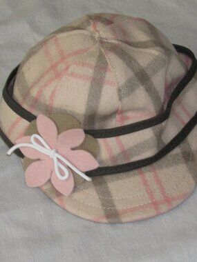 Lil Stormy Kromer Petal Pusher Kids Wool Hat Size M Pink Plaid Toddler Baby USA